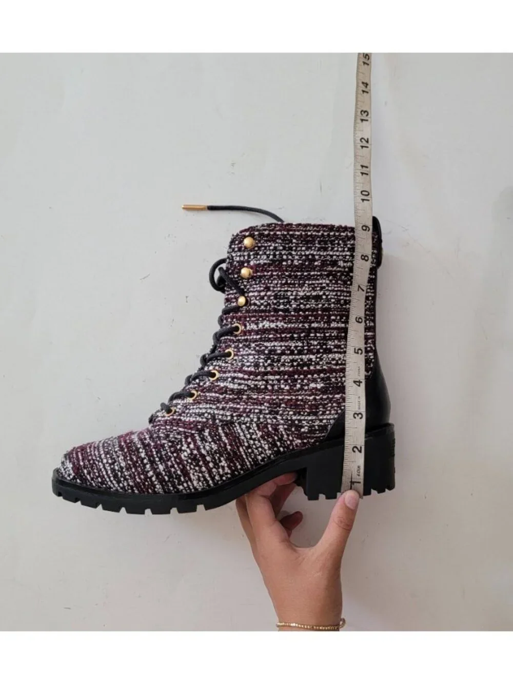 NEW Tory Burch Tweed Lug Sole Combat Boots Grunge Goth Indie Twee 90s Womens 9